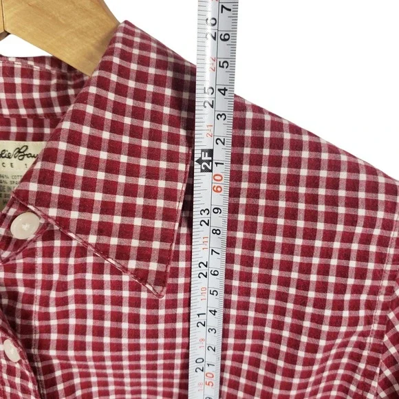 Vintage Eddie Bauer Womens Medium‎ Red Gingham Plaid Button Up Shirt Long - Picture 4 of 6